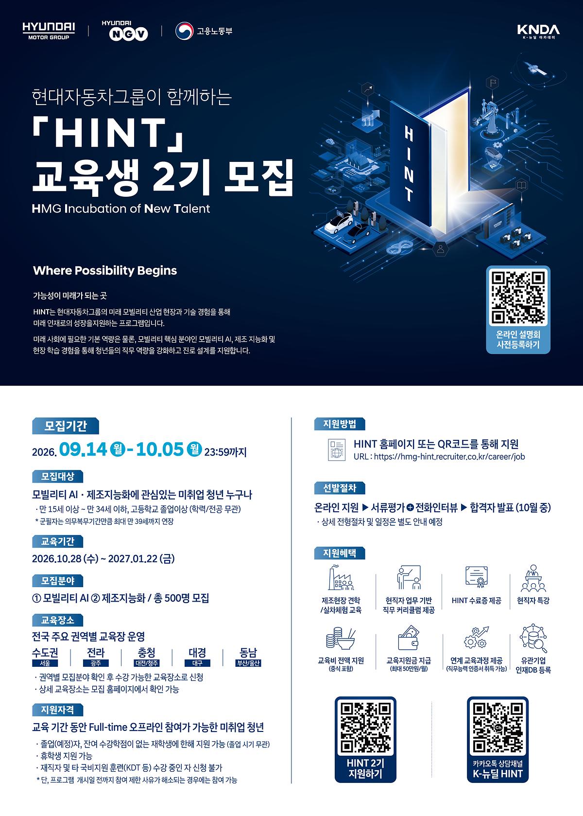 [포스터]_현대자동차그룹_HINT_2기_교육생_모집_포스터(500x700).jpg 이미지